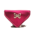 Sac bandoulière rose métallisé en forme de triangle avec boucle papillon et chaîne - Rose rose