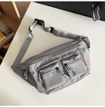 Gray large capacity utility chest bag with adjustable strap and front zipper pockets - Gray