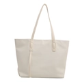 Bolso tote minimalista de cuero PU blanco crema con elegante borla decorativa - Blanco