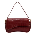 Damen-Achseltasche in Weinrot mit Krokoprägung und glänzender Lackoberfläche sowie Golddetails - Burgunderrot
