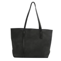 Bolso de mano negro minimalista para mujer en cuero sintético mate con correas largas - Negro