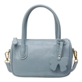 Bolso Boston azul pastel en cuero PU plisado con asas redondas y colgante de lazo chic - Azul