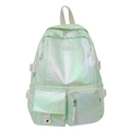 Holografischer mintgrüner Laser-PU-Rucksack mit Multitaschen und verstellbaren Schnallen - Grün