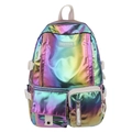 Holografischer Laser PU Leder Rucksack für Damen mit buntem Metallic Finish Effekt - Bunt