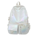 Schicker Laser-PU-Rucksack für Damen mit holografischem, perlmuttweißem Finish - Weiß