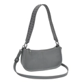 Chic grey crescent shoulder bag with studded strap and textured faux leather finish - Gray