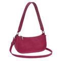 Fashionable magenta rivet shoulder bag with silver hardware and adjustable straps - Rose Red
