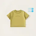 Kinder schnelltrocknendes T-Shirt in Senfgelb mit 'Growing time' Aufdruck für den Sommer - 80 / Grün