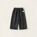 Kids' fashion leopard print casual straight trousers in grey and black pattern - 80 / Black Leopard