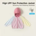 Kinder Kapuzen-Sonnenschutzjacke mit Farbblock-Design und UPF 50 Schutz in Pink-Gelb - Rosa / 80