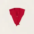 Klassieke rode gebreide sjaal voor kinderen van zachte stof met ribboorden - 33cmx38cm / Rood
