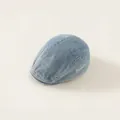 Berretto vintage in denim celeste per bambini con ricamo bianco Ohaier laterale - Circonferenza della testa 48-52cm / Azzurro