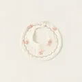 Waterproof 360-degree rotating cotton gauze baby bib with cute pink rabbit print - Round Pink Bunny (PS26009)
