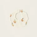 Infant cotton bib with mushroom floral print and double snaps in cream white color - Orange Mushroom (PS26004)