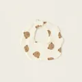 Cream baby gauze bib with brown bear print and petal-shaped edges and snap button - Brown Bear (PS26004)