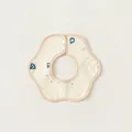 Waterproof cotton petal bib for infants with blue letters and a secure snap button - Crocodile Waterproof (PS24019)