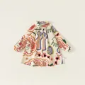 Toddler long sleeve shirt dress in beige with colorful cartoon doodle prints - 80 / Apricot Graffiti