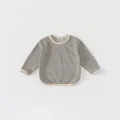 Klassiek crème en zwart gestreept katoenen T-shirt met lange mouwen voor peuters en geribde boorden - 130 / Zwart en Wit Gestreept
