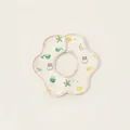 Petal-shaped baby cotton bib featuring green whale and marine life cartoon prints - Waterproof Whale (PS26007)