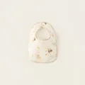 Soft cotton baby bib with yellow koala and star print featuring a secure snap button - Koala U-Shaped (PS26006)