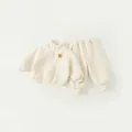 Set trapuntato beige crema per bambini con collo alto e toppa a forma di girasole - 110 / Beige