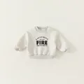 Kinder-Sweatshirt in Grau mit Fleece-Futter und Fire Department-Schriftzug für Jungen - 120 / Grau