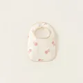 Breathable cream cotton gauze baby bib with cute pink rabbit patterns and snap button - Pink Bunny U-Shaped (PS26006)