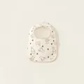 Breathable beige baby bib with brown teddy bear and heart print for infants - Heart Bear U-Shaped (PS26006)