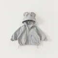 Kinder Kapuzenpullover in Grau mit süßen Bärenohren und Reißverschluss - 80 / Grau Frühlings Herbst Stil