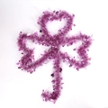 Saint Patrick's Day tinsel garland with shamrock sequins in vibrant metallic magenta purple - 2m Pink Shamrock Garland