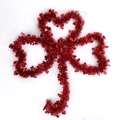 Sparkling red tinsel garland with heart clover shapes for festive St. Patrick decorations - 2m Red Shamrock Garland