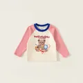 Mädchen Langarmshirt mit rosa Raglanärmeln und süßem Braunbär-Cartoon-Druck - 130 / Ballonbär