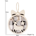 Round wooden Christmas ornament with reindeer silhouette and black-white buffalo plaid - 10CM*8CM / Grey Plaid Reindeer Style