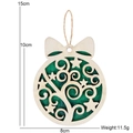 Round wooden Christmas tree pendant with green reindeer cutout and dimensions - 10CM*8CM / Green Plaid Star Tree Style