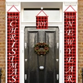 Lot de 3 bannières de Noël à carreaux rouges et noirs pour la décoration de la porte - Bannière de Porte de Noël (CC-SDML-013)