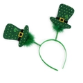 Cerchietto San Patrizio con cappelli di paillettes verdi e piume decorative - Stile Cilindro Paillettes (Cerchietto Cappello)