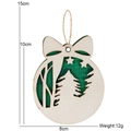 Runder Weihnachtsschmuck aus Holz mit grün karierter Tanne und Sternen auf weißem Hintergrund - 10CM*8CM / Grünes Karo Weihnachtsbaum Stil