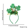 Green St. Patrick's Day headband with glitter shamrocks, gold tassels and size markings - 3 Shamrocks Tinsel Style