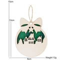 Grüner und naturfarbener 10cm Weihnachtsbaumschmuck aus Holz mit Rentierhaus-Motiv - 10CM*8CM / Grünes Karo Haus Stil