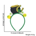 Green St. Patrick's Day headband with glitter gold pot, horseshoe, and shamrock details - Gold Coin Pot Horseshoe Pompom Style