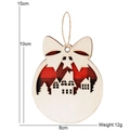 Runder Weihnachtsanhänger aus Holz mit rot-schwarz kariertem Stoff und Rentier - 10CM*8CM / Rotes Karo Haus Stil