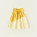 Girls pastoral A-line sleeveless dress featuring a yellow and beige color block design - 80 / Milk Yellow