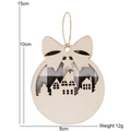 Runder Weihnachtsschmuck aus Holz mit Haus-Silhouette und grauem Karostoff-Detail - 10CM*8CM / Graues Karo Haus Stil