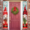 Christmas gnome door banner set with red polka dots and buffalo plaid patterns - Christmas Rudolph Gnome Pattern