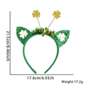 St. Patrick's Day green clover headband with glitter ears and tinsel for party decoration - Shamrock Ears Style