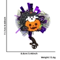 Portabadge retrattile di Halloween con zucca glitterata e decorazioni viola lucide - Porta Badge Halloween / Stile Zucca Fantasma