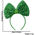 Green sequined bow headband with shamrock detail for St. Patrick's Day party decor - Glitter Mini Shamrock Bowknot Style