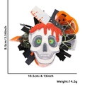 Portabadge retrattile di Halloween con teschio glitterato bianco e coltello insanguinato - Porta Badge Halloween / Stile Teschio Sanguinante