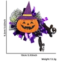 Halloween ID badge holder with orange pumpkin in purple wizard hat and glitter details - Halloween Badge Reel / Witch Hat Pumpkin