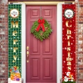 Kerstbanner set met rood en groen ruitjespatroon voor feestelijke veranda decoratie - Rood en Groen Geblokt Vrolijk Kerstfeest Bord